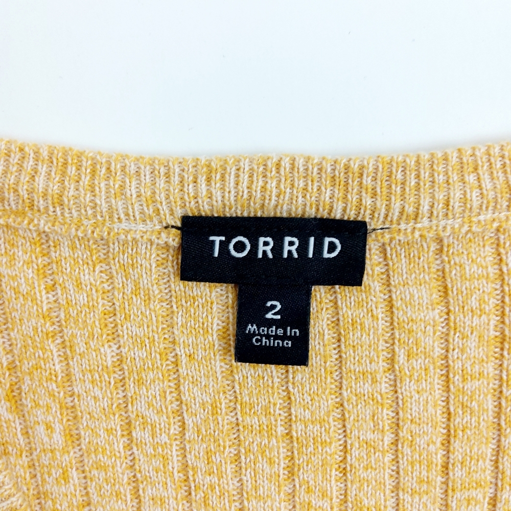 Torrid Mustard Ribbed V Neck Sweater Size 2 - Picture 4 of 8